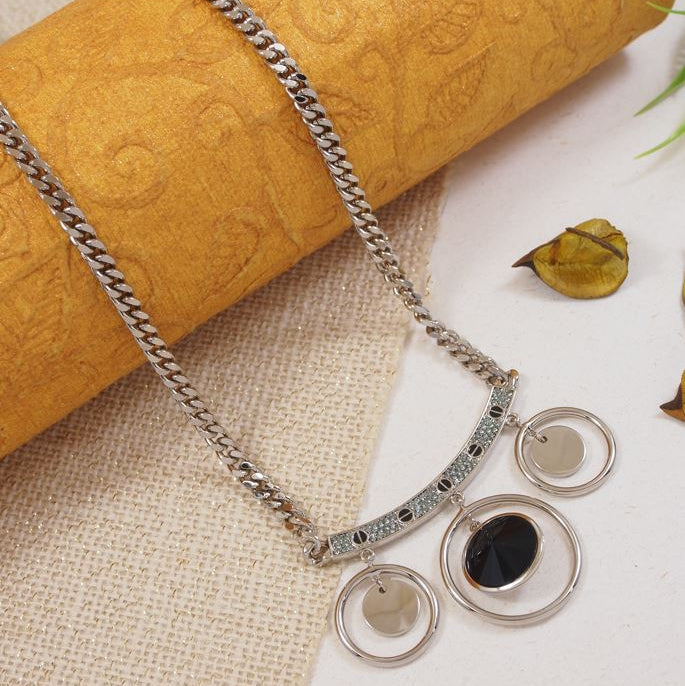 Geometric Pendent Long Chain Necklace