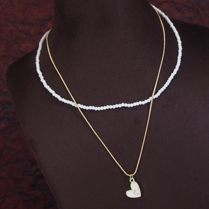 Heart Pendent Pearl Necklace
