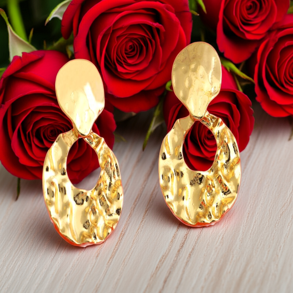 ( Pack Of 3 ) Gold Plated Hand Crafted Geometrical Drop Earring