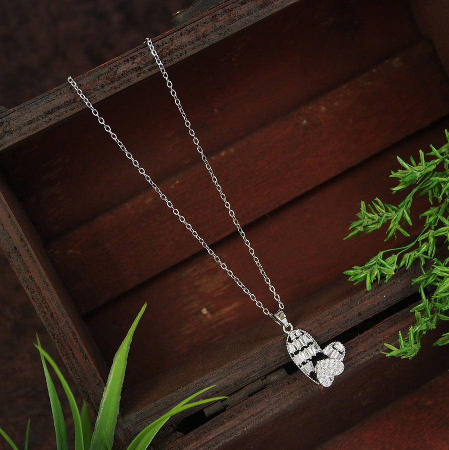 Stainless Steel Rosegold/Silver Plated Heart Shaped Spinning Pendent Necklace