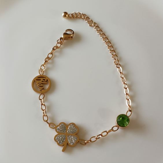 Rose Gold Plated Stainless Steel Floral Bracelet