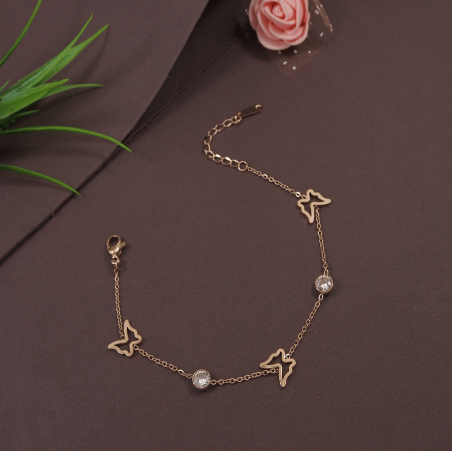 Stainless Steel Gold/Silver/Rosegold Plated Butterfly Bracelet