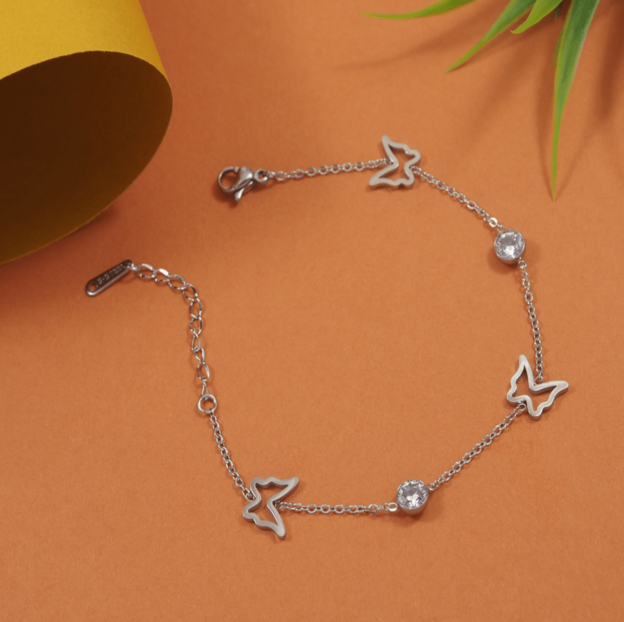 Stainless Steel Gold/Silver/Rosegold Plated Butterfly Bracelet