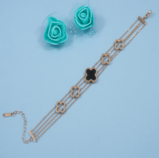 Stainless Steel Rosegold Plated Clover Design Bracelet