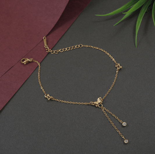 Stainless Steel Gold/Rosegold Plated Butterfly Design Bracelet