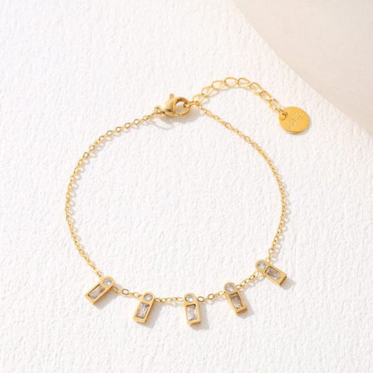 Stainless Steel baguette Cubic Zirconia Bracelet