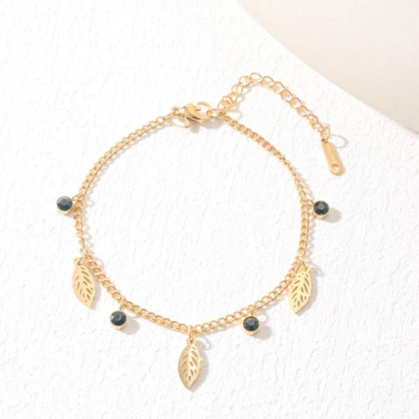 Stainless Steel Hanging Leaf Chain Bracelet
