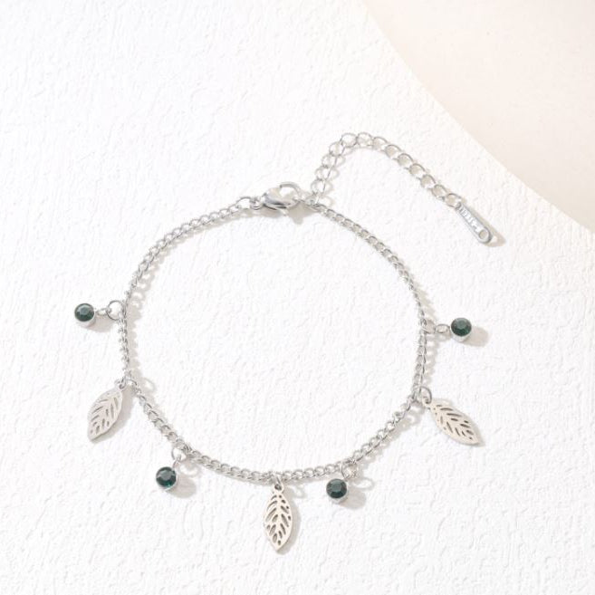 Stainless Steel Hanging Leaf Chain Bracelet