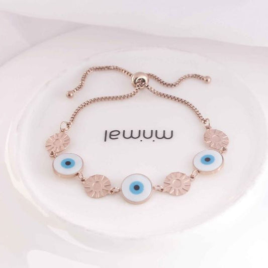 Stainless Steel Evil Eye link Bracelet