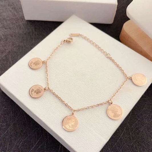 Stainless Steel Elizabeth Coin Hanging Bracelet