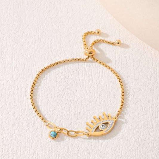 Stainless Steel Evil Eye Hanging Beads Bracelet