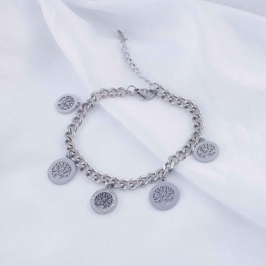 Stainlees Steel Life Of Tree Chain Bracelet