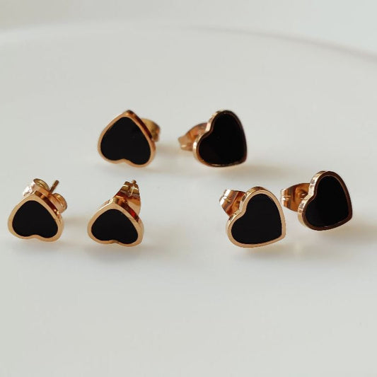 Stainless Steel Rosegold Plated Three Pair Heart Shaped Earring