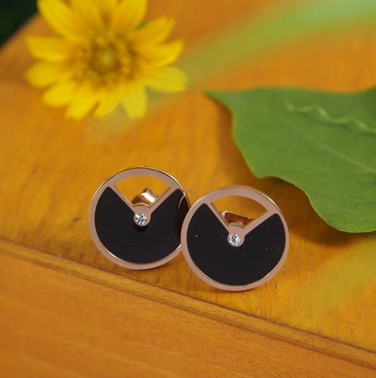 Stainless Steel Rosegold Plated MOP Deco Button Stud Earring