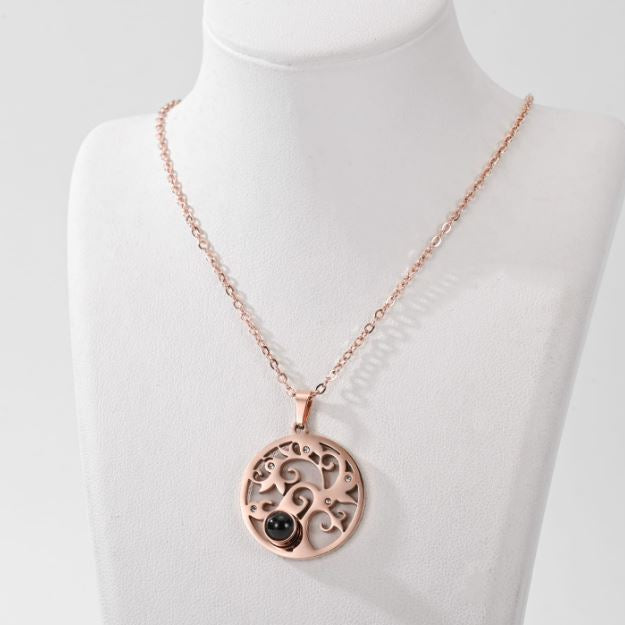 Stainless Steel Tree Projection Pendent Necklace