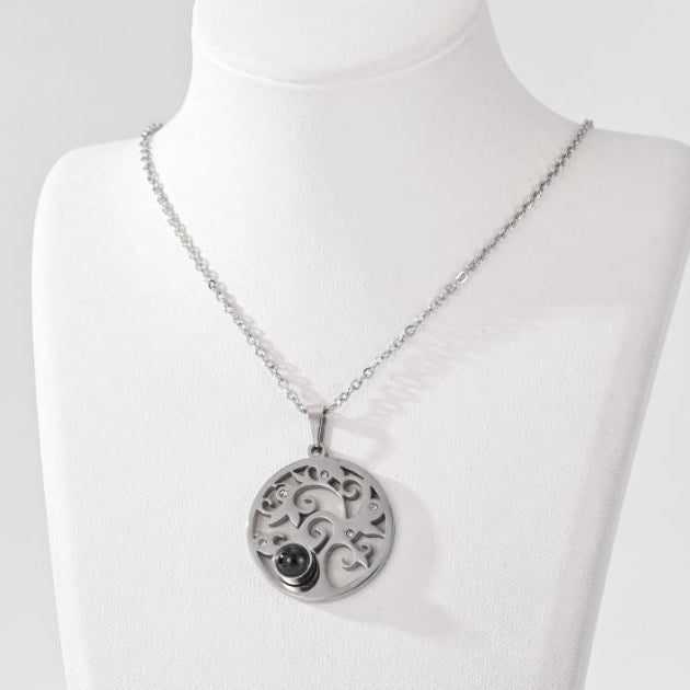 Stainless Steel Tree Projection Pendent Necklace