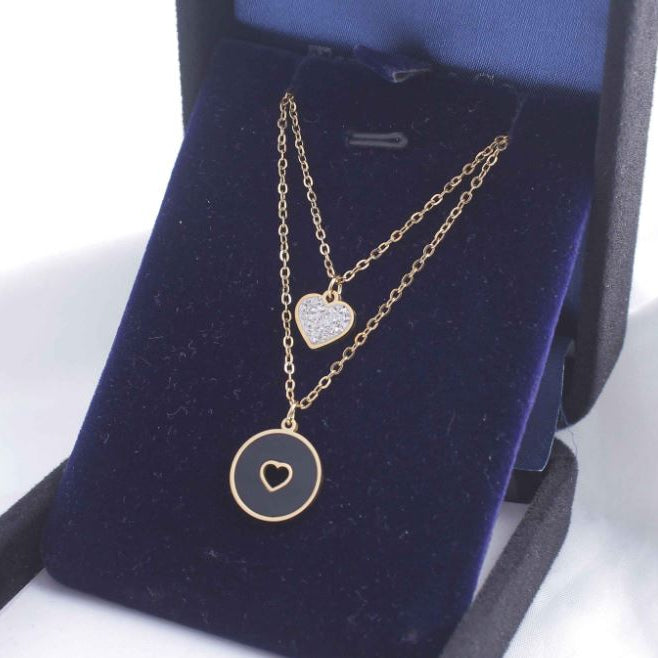 Stainless Steel Heart Pendent Layered Necklace