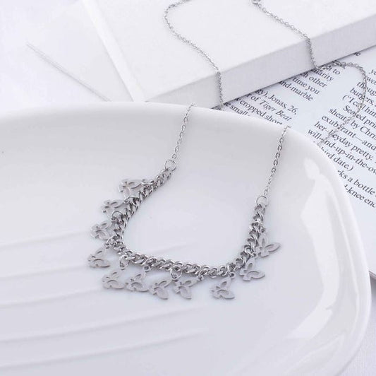 Stainless Steel Hanging Butterfly Chain Necklace