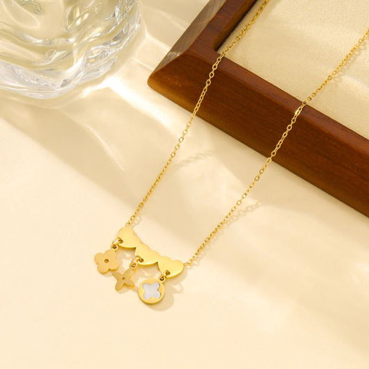Stainless Steel Hanging Clover Pendent Necklace