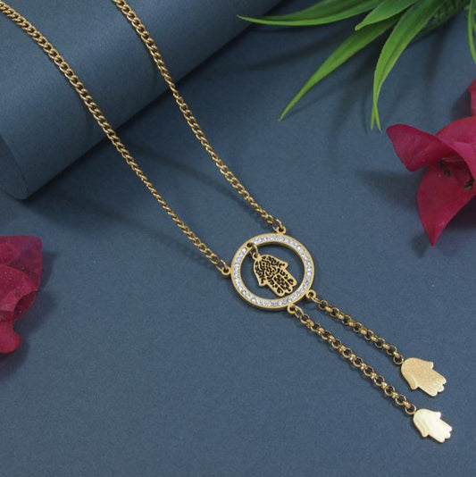 Stainless Steel Hanging Hands Pendnet Necklace