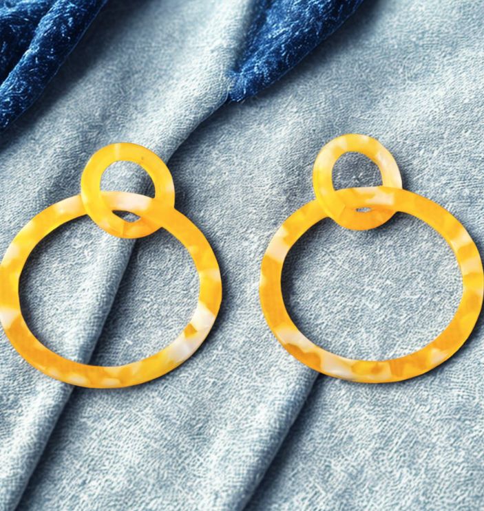 ( Pack of 3 ) Multi Colors Circular Shape Acrylic Drop Earring