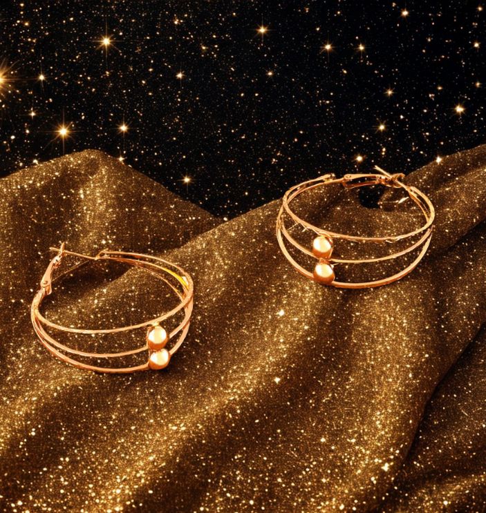 ( Pack Of 3 ) Gold Plated Triple Circular Shaped Hoops Earring