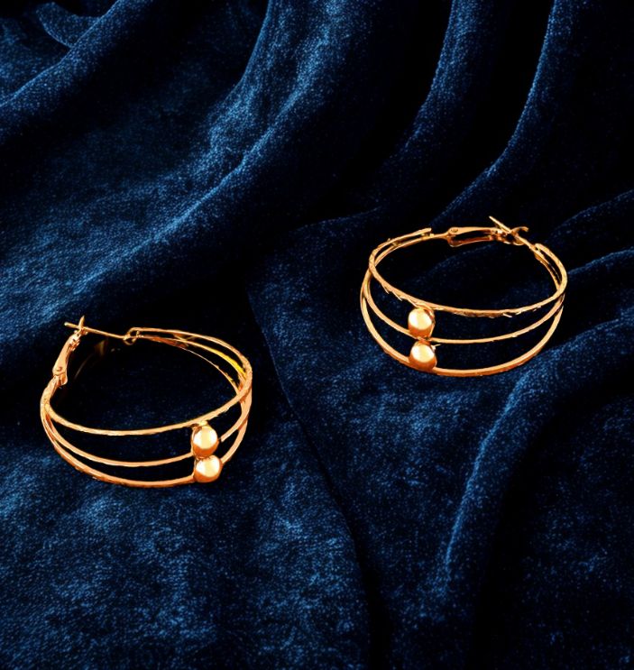 ( Pack Of 3 ) Gold Plated Triple Circular Shaped Hoops Earring