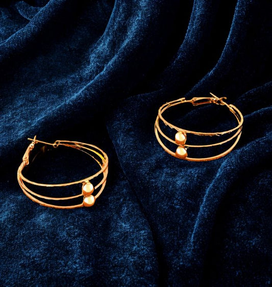 ( Pack Of 3 ) Gold Plated Triple Circular Shaped Hoops Earring