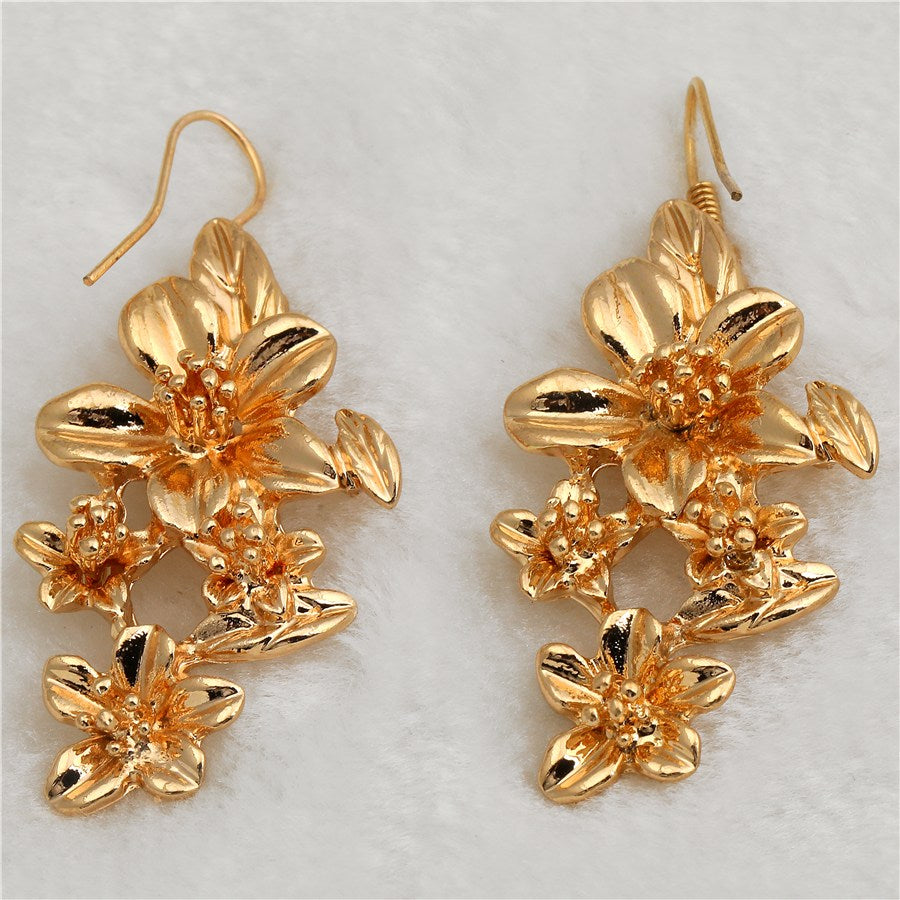 ( Pack Of 3 ) Gold Plated Floral Drop Earring