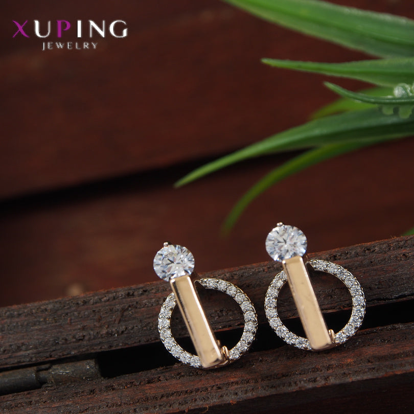 Gold Plated Round Shaped Cubic Zicronia Xuping Stud Earring