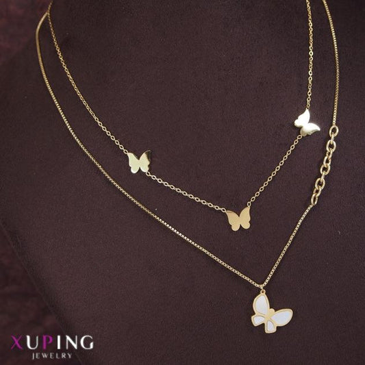 Xuping multi Layer Butterfly Pendent Necklace