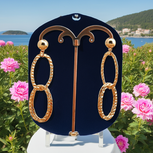 ( Pack Of 3 ) Gold Plated Hand Crafted Geometric Drop Earring